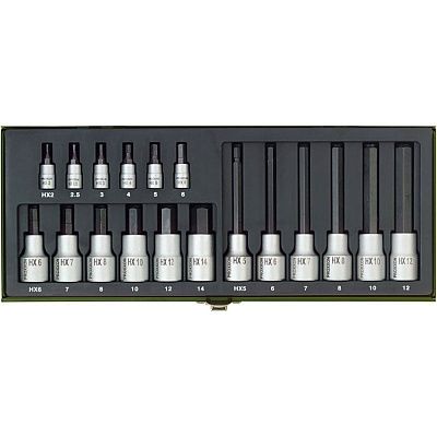 Набор шестигранных головок 1/4" + 1/2", 18 поз. Proxxon (23100)