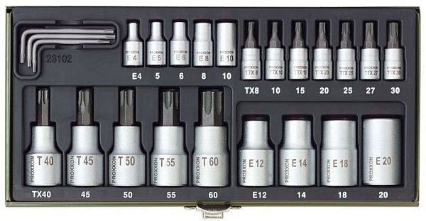 Набор головок "звездочка" TORX 1/4" + 1/2", 23 поз. Proxxon (23102)