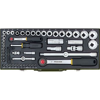 Полный набор торцевых ключей 1/2" + 1/4", 56 поз. Proxxon (23040)
