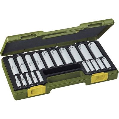 Набор удлиненных головок 1/4" + 1/2", 20 поз. Proxxon (23292)