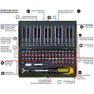 Набор специальных бит, 75 поз. Proxxon (23107)