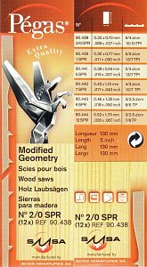 Пилки с модифиц. геометрией, 15/10 зубьев/25мм,130мм, плоский зажим, 12шт Pegas №2/0SPR (PS90438)