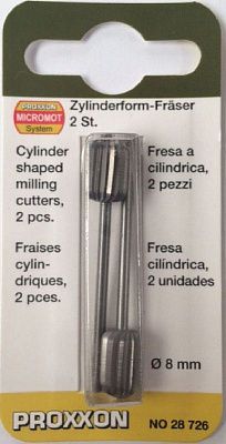 Вольфрам – ванадиевые фрезы, 2 поз., цилиндр, 8 мм Proxxon (28726)