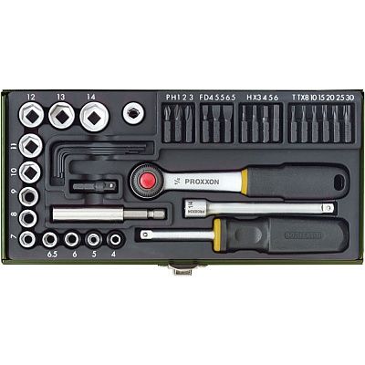 Набор отверточных бит с намагниченным переходником 1/4", 39 поз. Proxxon (23070)