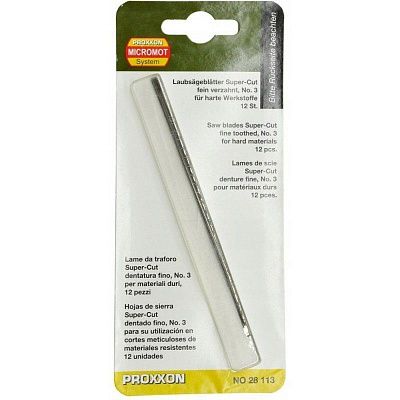 Пилки „Super-Cut“. Мелкий зуб (No. 3: 41 зубьев на 25 мм), 130x0,75x0,36mm 12шт Proxxon (28113)