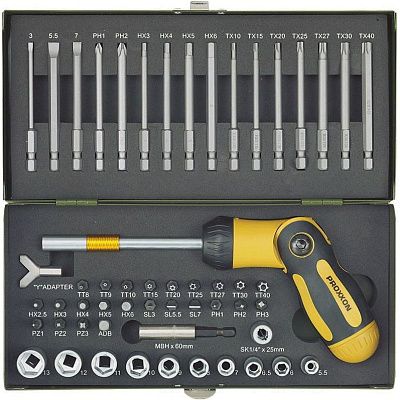 Набор со складной отверткой-трещоткой 1/4, 54поз. Proxxon (23104)