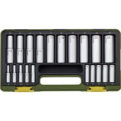 Набор удлиненных головок 1/4" + 1/2", 20 поз. Proxxon (23292)