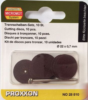 Корундовые отрезные диски, 10 шт., 22 мм с дискодержателем Proxxon (28810)
