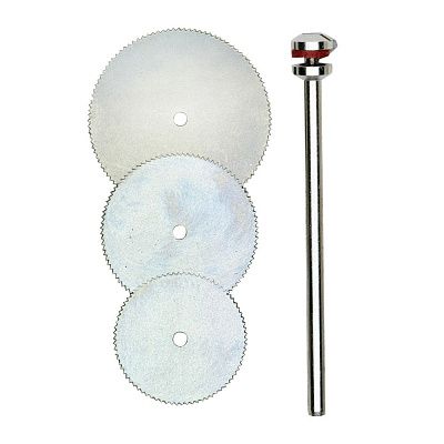 Отрезные диски из пружинной стали, 3 шт. (16, 19 и 22 мм) с дискодержателем Proxxon (28830)