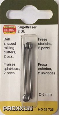 Вольфрам – ванадиевые фрезы, 2 поз., сфера, 6 мм Proxxon (28725)