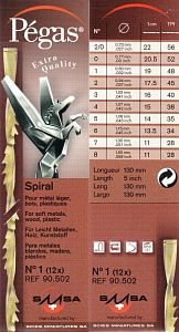 Спиральные пилки, 48 зубьев/25мм,130 мм, с плоским зажимом, 12шт Pegas №1 (PS90502)