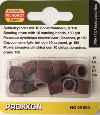 Шлифовальные цилиндры с дискодержателем (10 шт., зерн.К 150) Proxxon (28980)